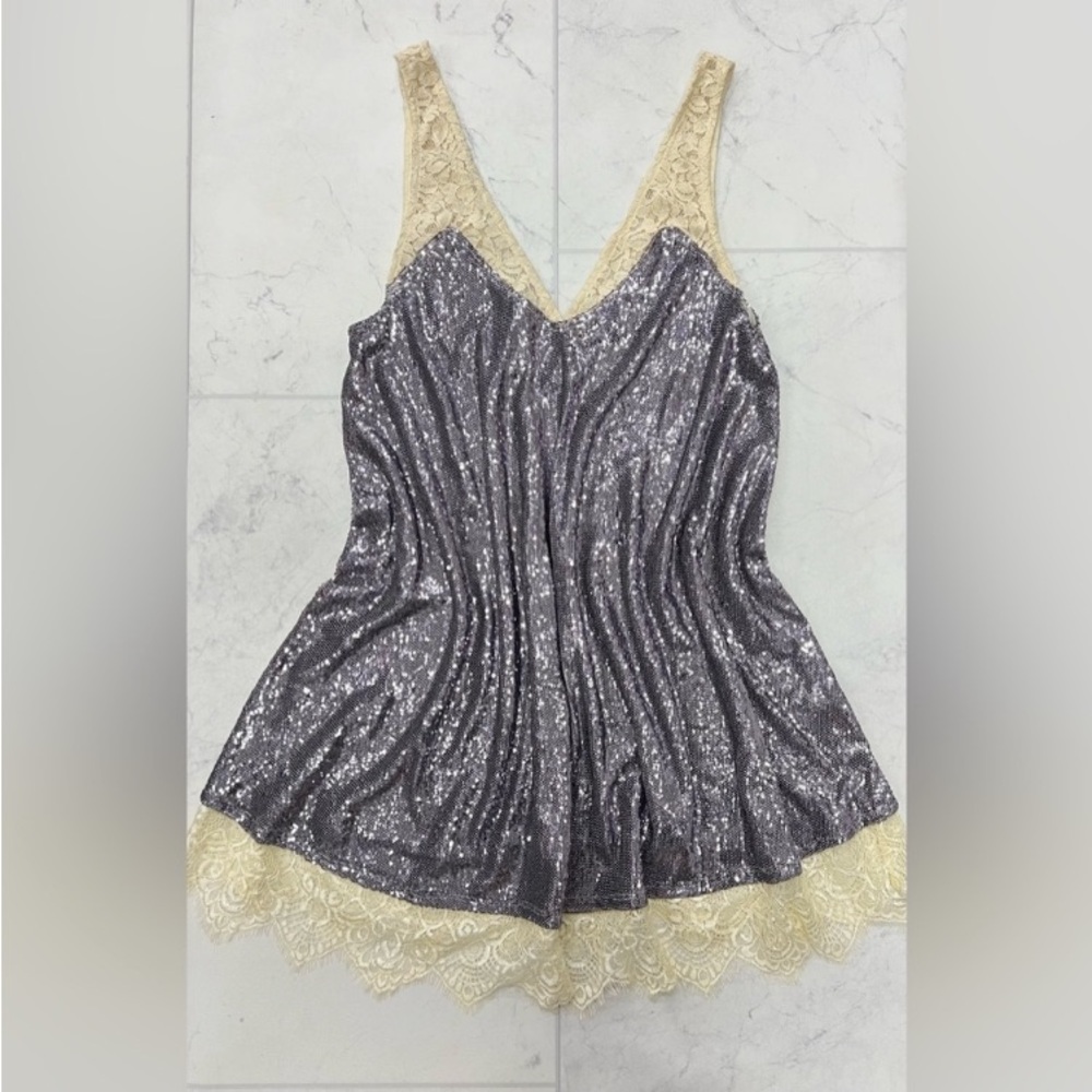 NWOT Free People Intimately Sequined and Lace Mini Dress - Picture 2 of 4